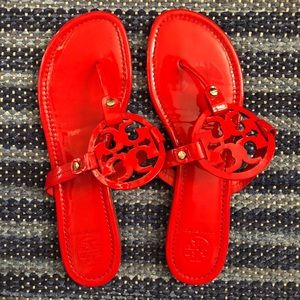 Red Tory Burch Miller Medallion Sandals